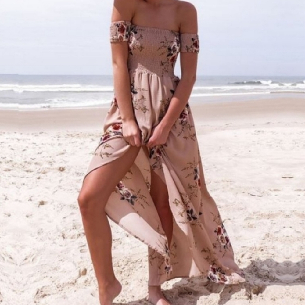 💜Off Shoulder Summer Beach Dress coverall - Picture 1 of 3